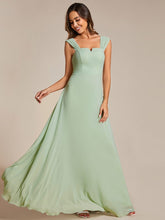 Load image into Gallery viewer, Chiffon Square Neck Wholesale Bridesmaid Dress With Sleeveless #color_Mint Green