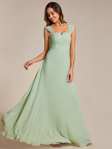 Chiffon Square Neck Wholesale Bridesmaid Dress With Sleeveless #color_Mint Green