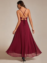 Load image into Gallery viewer, Color=Burgundy | Elegant Spaghetti Straps Bandage Backless Asymmetrical Hem Chiffon Bridesmaid Dresses-Burgundy 12