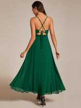 Load image into Gallery viewer, Color=Dark Green | Elegant Spaghetti Straps Bandage Backless Asymmetrical Hem Chiffon Bridesmaid Dresses-Dark Green 17