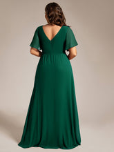 Load image into Gallery viewer, Color=Dark Green | Plus Size Lotus Leaf Ruffles Sleeve asymmetrical Ruched Empire Waist Chiffon Evening Dresses-Dark Green 17