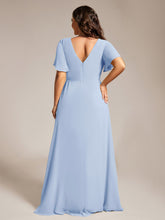 Load image into Gallery viewer, Color=Ice Blue | Plus Size Lotus Leaf Ruffles Sleeve asymmetrical Ruched Empire Waist Chiffon Evening Dresses-Ice Blue 37