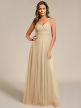 Load image into Gallery viewer, Color=champagne | Romantic Spaghetti Straps Tulle Bridesmaid Dresses with Lace Backless Crossover Halter Design-champagne