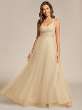 Load image into Gallery viewer, Color=champagne | Romantic Spaghetti Straps Tulle Bridesmaid Dresses with Lace Backless Crossover Halter Design-champagne
