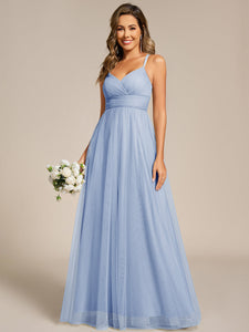 Color=Ice Blue | Romantic Spaghetti Straps Tulle Bridesmaid Dresses with Lace Backless Crossover Halter Design-Ice Blue 16
