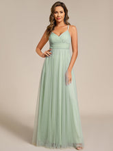 Load image into Gallery viewer, Color=Mint Green | Romantic Spaghetti Straps Tulle Bridesmaid Dresses with Lace Backless Crossover Halter Design-Mint Green 25