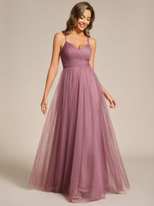 Color=Purple Orchid | Romantic Spaghetti Straps Tulle Bridesmaid Dresses with Lace Backless Crossover Halter Design-Purple Orchid 28