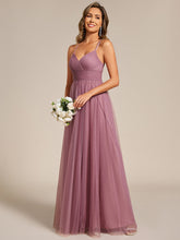 Load image into Gallery viewer, Color=Purple Orchid | Romantic Spaghetti Straps Tulle Bridesmaid Dresses with Lace Backless Crossover Halter Design-Purple Orchid 29
