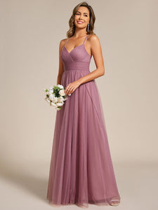 Color=Purple Orchid | Romantic Spaghetti Straps Tulle Bridesmaid Dresses with Lace Backless Crossover Halter Design-Purple Orchid 29