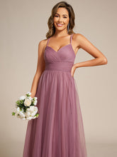 Load image into Gallery viewer, Color=Purple Orchid | Romantic Spaghetti Straps Tulle Bridesmaid Dresses with Lace Backless Crossover Halter Design-Purple Orchid 30