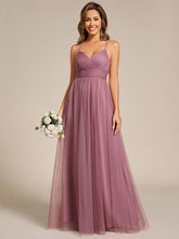Load image into Gallery viewer, Color=Purple Orchid | Romantic Spaghetti Straps Tulle Bridesmaid Dresses with Lace Backless Crossover Halter Design-Purple Orchid 26