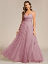 Load image into Gallery viewer, Color=Vintage Mauve | Romantic Spaghetti Straps Tulle Bridesmaid Dresses with Lace Backless Crossover Halter Design-Vintage Mauve