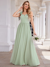 Load image into Gallery viewer, Color=Mint Green |  Elegant Flower Decoration Spaghetti Straps Chiffon Dresses A-Line Not-padded Brides Backless maids Dress-Mint Green 9