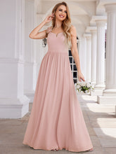 Load image into Gallery viewer, Color=Pink |  Elegant Flower Decoration Spaghetti Straps Chiffon Dresses A-Line Not-padded Brides Backless maids Dress-Pink 14