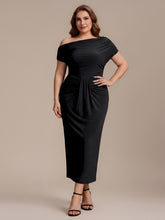 Load image into Gallery viewer, Color=Black | Wholesale Pricing Short Sleeve Off-Shoulder High Stretch A-Line Evening Tops-Black 6