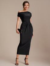 Load image into Gallery viewer, Color=Black | Wholesale Pricing Short Sleeve Off-Shoulder High Stretch A-Line Evening Tops-Black 4