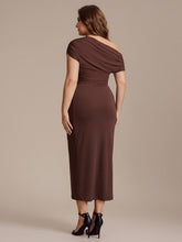 Load image into Gallery viewer, Color=Chocolate Brown | Wholesale Pricing Short Sleeve Off-Shoulder High Stretch A-Line Evening Tops-Chocolate Brown 17