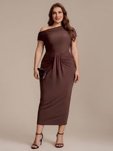 Load image into Gallery viewer, Color=Chocolate Brown | Wholesale Pricing Short Sleeve Off-Shoulder High Stretch A-Line Evening Tops-Chocolate Brown 20