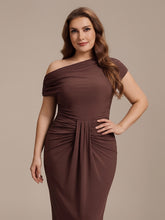 Load image into Gallery viewer, Color=Chocolate Brown | Wholesale Pricing Short Sleeve Off-Shoulder High Stretch A-Line Evening Tops-Chocolate Brown 18