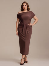 Load image into Gallery viewer, Color=Chocolate Brown | Wholesale Pricing Short Sleeve Off-Shoulder High Stretch A-Line Evening Tops-Chocolate Brown 16