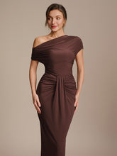Load image into Gallery viewer, Color=Chocolate Brown | Wholesale Pricing Short Sleeve Off-Shoulder High Stretch A-Line Evening Tops-Chocolate Brown 13