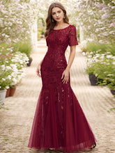 Load image into Gallery viewer, Color=Burgundy | Wholesale Sequin Shiny Fishtail Tulle Dresses for Party-Burgundy 1