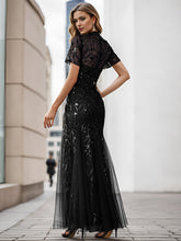 Load image into Gallery viewer, Color=Black | Wholesale Sequin Shiny Fishtail Tulle Dresses for Party-Black 7