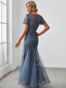 Color=Dusty Navy | Wholesale Sequin Shiny Fishtail Tulle Dresses for Party-Dusty Navy 12