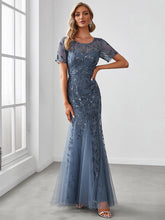 Load image into Gallery viewer, Color=Dusty Navy | Wholesale Sequin Shiny Fishtail Tulle Dresses for Party-Dusty Navy 12