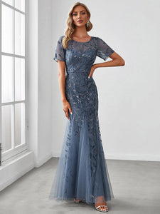 Color=Dusty Navy | Wholesale Sequin Shiny Fishtail Tulle Dresses for Party-Dusty Navy 12