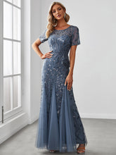 Load image into Gallery viewer, Color=Dusty Navy | Wholesale Sequin Shiny Fishtail Tulle Dresses for Party-Dusty Navy 12