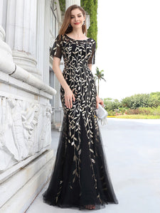 Color=Black Gold | Wholesale Sequin Shiny Fishtail Tulle Dresses for Party-Black Gold 23