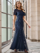 Load image into Gallery viewer, Color=Navy Blue | Wholesale Sequin Shiny Fishtail Tulle Dresses for Party-Navy Blue 1