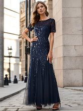 Load image into Gallery viewer, Color=Navy Blue | Wholesale Sequin Shiny Fishtail Tulle Dresses for Party-Navy Blue 1