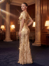 Load image into Gallery viewer, Volume Discounts Short Sleeve Sequin Fishtail High Stretch Round Neck Evening Dresses