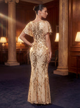 Load image into Gallery viewer, Volume Discounts Short Sleeve Sequin Fishtail High Stretch Round Neck Evening Dresses