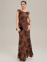 Load image into Gallery viewer, Color=Brown | Custom Made Slightly Stretchy Strapless Asymmetrical Fishtail Midi Evening Dresses-Brown 5