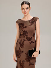 Load image into Gallery viewer, Color=Brown | Custom Made Slightly Stretchy Strapless Asymmetrical Fishtail Midi Evening Dresses-Brown 3