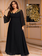 Load image into Gallery viewer, Color=Black | Bulk Wholesale Bridesmaid Sequin Dresse with Sequin Embroidery-Black 1