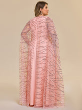 Load image into Gallery viewer, Color=Pink | One Stop Shop Plus Size Sleeveless Deep V-Neck Rhinestone A-Line Floor Length Evening Dresses-Pink 2