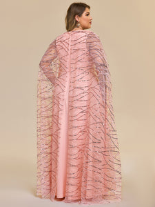 Color=Pink | One Stop Shop Plus Size Sleeveless Deep V-Neck Rhinestone A-Line Floor Length Evening Dresses-Pink 2