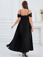 Load image into Gallery viewer, Color=Black | B2B-Exclusive Plus Size Short Sleeves Sweetheart Neck Fishtail Floor Length Evening Dresses-Black 2