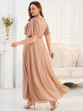Load image into Gallery viewer, Color=Pink | Ever Pretty Wholesale Backless Chiffon Bridesmaid Dresses with Pleated &amp; Applique Details-Pink 2