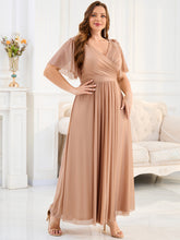 Load image into Gallery viewer, Color=Pink | Ever Pretty Wholesale Backless Chiffon Bridesmaid Dresses with Pleated &amp; Applique Details-Pink 3