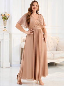 Color=Pink | Ever Pretty Wholesale Backless Chiffon Bridesmaid Dresses with Pleated & Applique Details-Pink 3