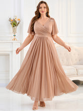 Load image into Gallery viewer, Color=Pink | Ever Pretty Wholesale Backless Chiffon Bridesmaid Dresses with Pleated &amp; Applique Details-Pink 1