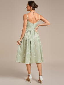 Color=Vintage Primrose Celadon | B2B-Exclusive Sleeveless Floral A-Line Square Neck Midi Wedding Guest Dress-Vintage Primrose Celadon 2