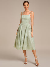 Load image into Gallery viewer, Color=Vintage Primrose Celadon | B2B-Exclusive Sleeveless Floral A-Line Square Neck Midi Wedding Guest Dress-Vintage Primrose Celadon 4