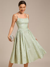 Load image into Gallery viewer, Color=Vintage Primrose Celadon | B2B-Exclusive Sleeveless Floral A-Line Square Neck Midi Wedding Guest Dress-Vintage Primrose Celadon 5