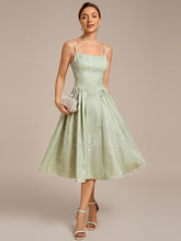 Load image into Gallery viewer, Color=Vintage Primrose Celadon | B2B-Exclusive Sleeveless Floral A-Line Square Neck Midi Wedding Guest Dress-Vintage Primrose Celadon 1